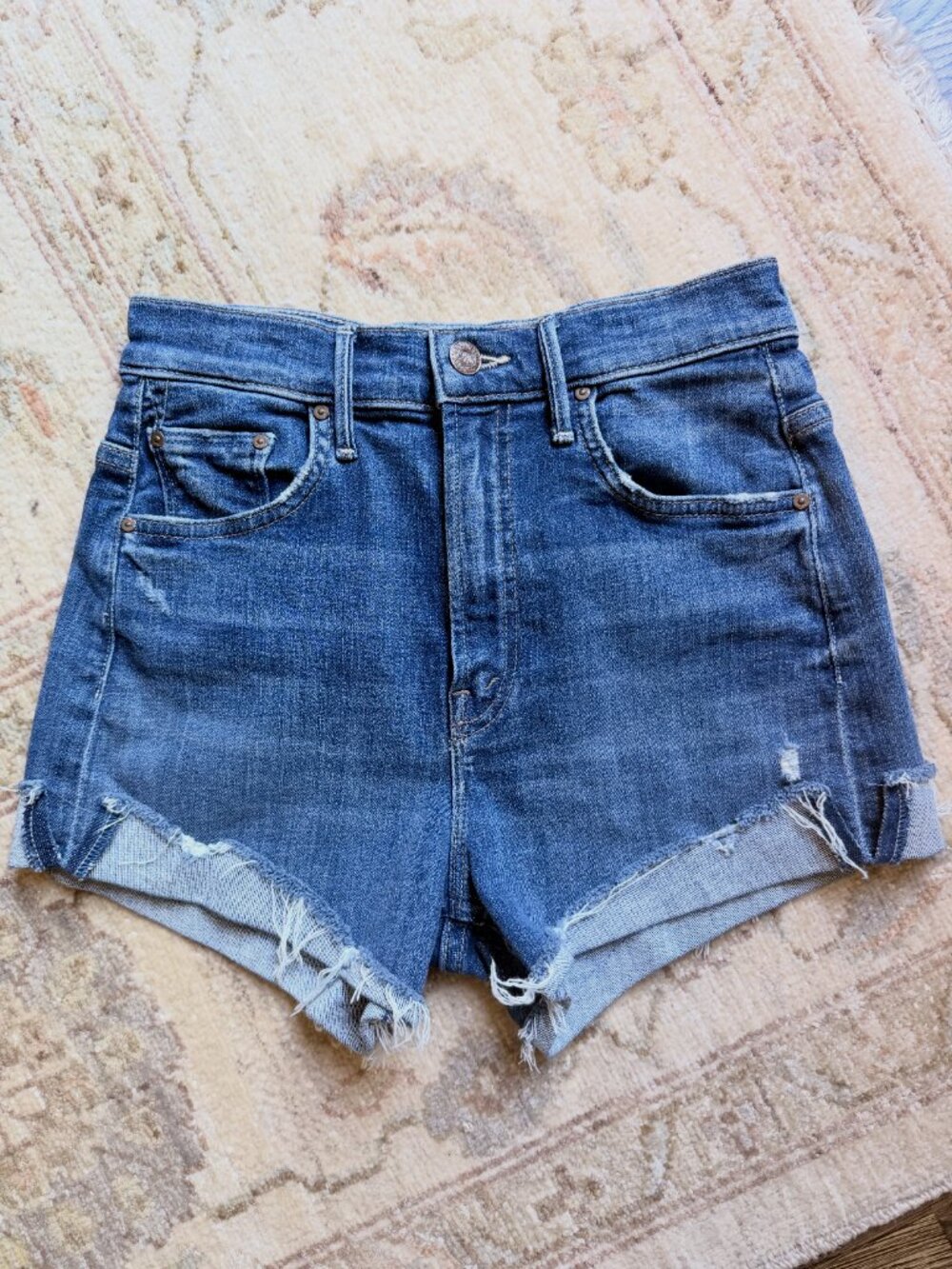MOTHER High Waisted Rascal Slit Flip Chew Short - Off Duty - Size 25 - Picture 5 of 8